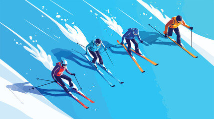 Skiing isometric left top view 3D icon 2d flat cart