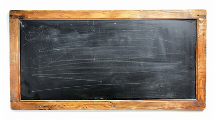 Vintage large old fashioned classroom blackboard chalkboard with wooden frame on white background no writing with copy space blackboard mockup message space background. Clean slate fresh start concept