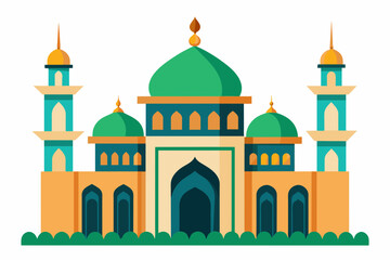 Beautiful islamic mosque Vector Illustration on white background