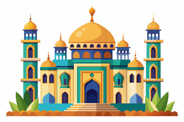 Beautiful islamic mosque Vector Illustration on white background