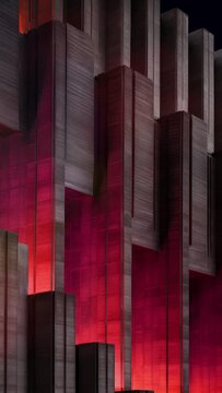 Brutalist architecture with red lighting - reworked generative AI