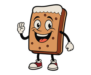 Happy Ice Cream Sandwich Cartoon Character. Smiling Ice Cream Sandwich Masco