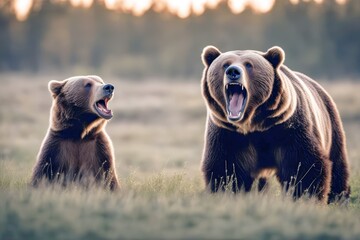 'grizzly mouth open animal bear brown mammal nature growling angry mean carnivore wild'