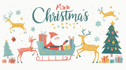 Merry christmas stylized typography. Santa Claus