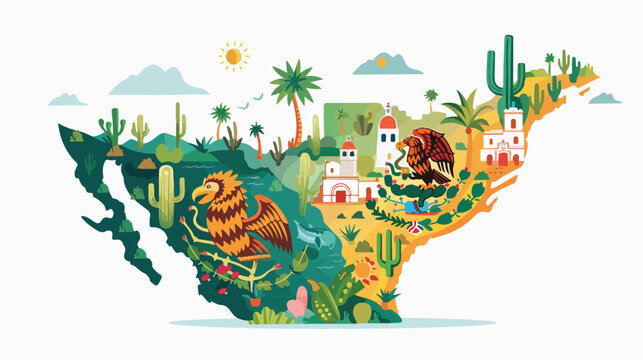 Mexico map Country icon Hand drawn style vector design