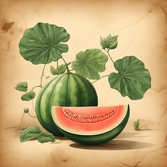 melon in parchment paper background