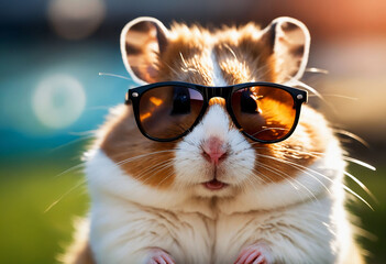 Stylish Hamster Wearing Sunglasses