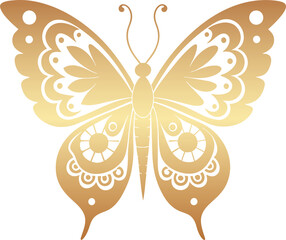 Golden boho style elements, golden mystic boho butterfly design