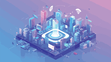 Smart city advantage isometric vector illustration.