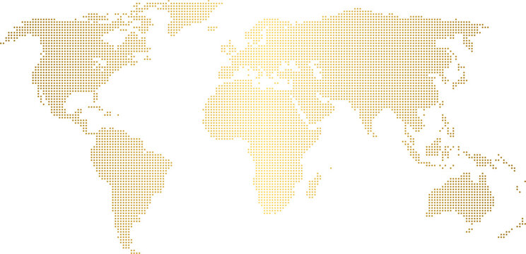 Golden world map, network, halftone, dot, dotted map