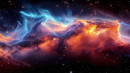 Technicolor Nebula. The Hypnotic Beauty of a Galaxy Aglow with a Spectrum of Colors. Abstract cosmos background. - obrazy, fototapety, plakaty