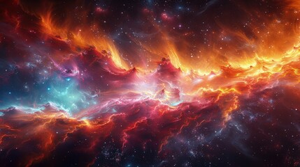 Rainbow Galaxy Rhapsody. The Rainbow Stars of This Captivating Galactic Scene. Abstract cosmos background.