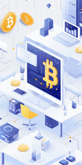 Bitcoin crypto mining digital currencies illustration created by crypto digital mining factory used for decentralized virtual currency for payment and transactions. Bitcoin icons. Generative AI - obrazy, fototapety, plakaty