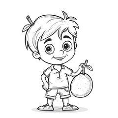 coloring page for kidswith kid character mango - obrazy, fototapety, plakaty