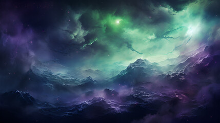 Fototapeta premium Nebula and galaxies in space, abstract cosmos background