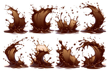 溶けたチョコレートのようなはねる液体のイラスト
