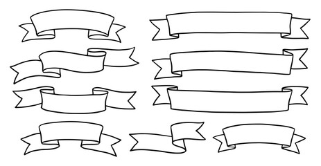 Set of hand-drawn ribbons