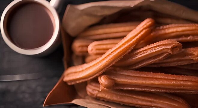 Freshly Made Churros Served with a Warm Chocolate Sauce