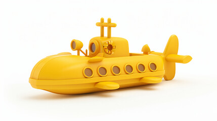 Abstract yellow toy submarine isolated on white 