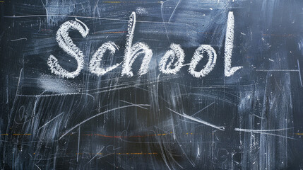 Educational Chalkboard Texture with the Word School and Copy Space