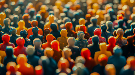 Sunlit Colorful Miniature Figure Crowd