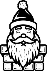 Santa looks out the chimney silhouette icon in black color. Vector template design.