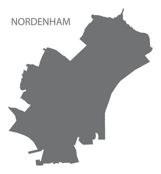 Nordenham German city map grey illustration silhouette shape