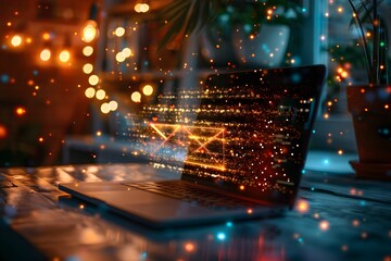 Enchanted Email Marketing Campaign with Glowing Laptop and Sparkling Lights