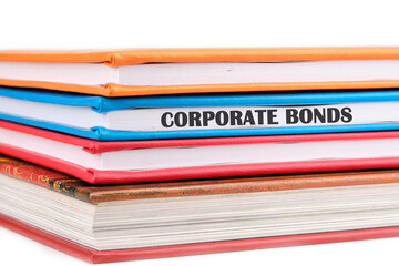 Finance and economics concept. CORPORATE BONDS written on a notepad on a light background