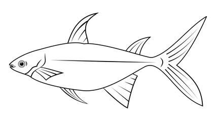 Vector of fishes in flat style.Graphic for seamless pattern or Coloring Book.