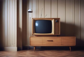 interior th 60s television retro wooden
