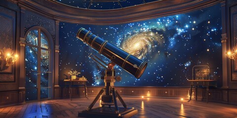 Celestial ObservatoryTelescope and Stars - Astronomical Exploration and Discovery - obrazy, fototapety, plakaty