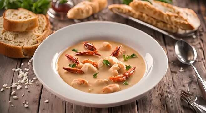 Creamy Fish Chowder with a Crusty Baguette