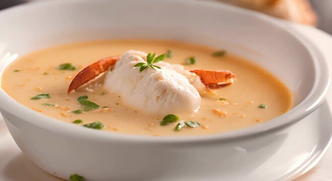 Rich and Creamy Fish Soup with a Side of Roasted Bread