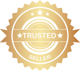 Golden trusted seller rubber stamp