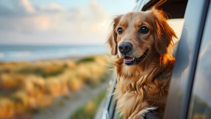 A delightful dog enjoying a summer road trip to the beach. Concept Summer Adventures, Beach Day, Dog Lovers, Travel Photography, Outdoor Fun