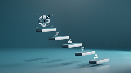 step with icon Action plan, Goal and target, success and business target concept, project management, company strategy