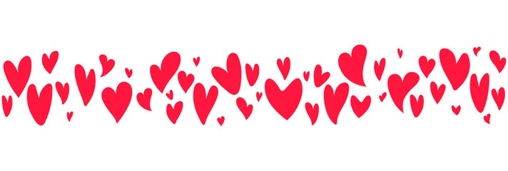 Hearts border. Hand drawn red hearts banner - 792524908