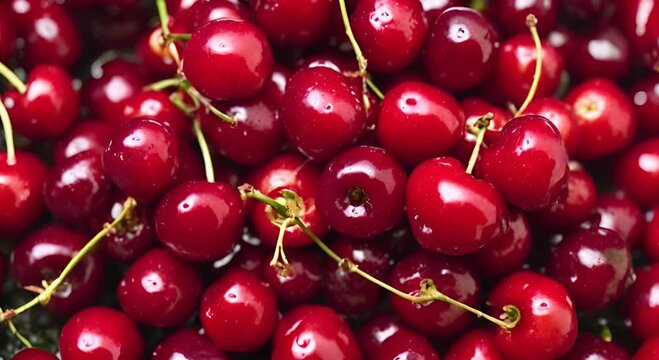 Glossy Red Cherries Ready to Eat