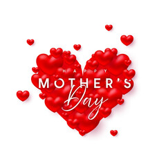 Mother's Day card with red flying heart balloons - 792525340