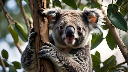 Photorealistic Images prompt structure:"A mischievous koala bear hanging upside down from a tree branch, Realistic Photograph, Realistic Art Style, Natural Wildlife Photography, Camera: DSLR, Lens: 13