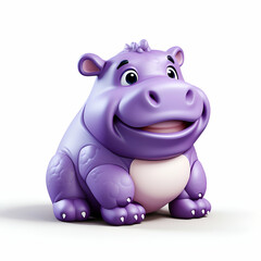 Fototapeta premium 3d rendered illustration of hippo cartoon character with white background.