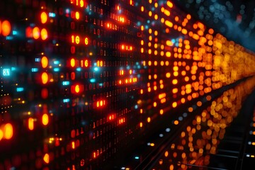 Fototapeta premium Illuminated Wall With Numerous Lights. Generative AI