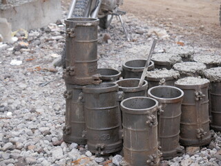 cylinder concrete specimens in mold for compressive strength test