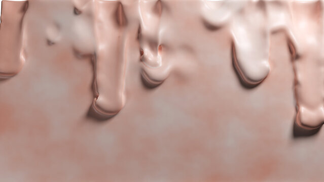 Wall of Cream with Peach colors pattern starting to melt on a white background
