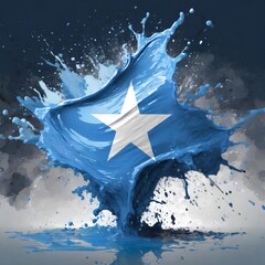 Somalia flag paint liquid explosion on isolated background , generated by AI - obrazy, fototapety, plakaty