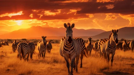 Fotobehang zebras in the savannah © qaiser
