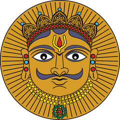 Lord Surya or the god sun is drawn in the Pinguli folk art style of Maharashtra India. for textile printing, logo, wallpaper	
