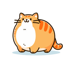 Happy fat orange cat vector simple doodle