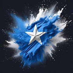 Somalia flag paint powder explosion on isolated background , generated by AI - obrazy, fototapety, plakaty